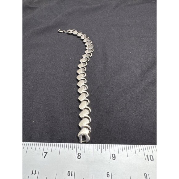 Sterling Silver Heart Linked Link Bracelet Modernist Minimalist Sculptural Love - Picture 5 of 6